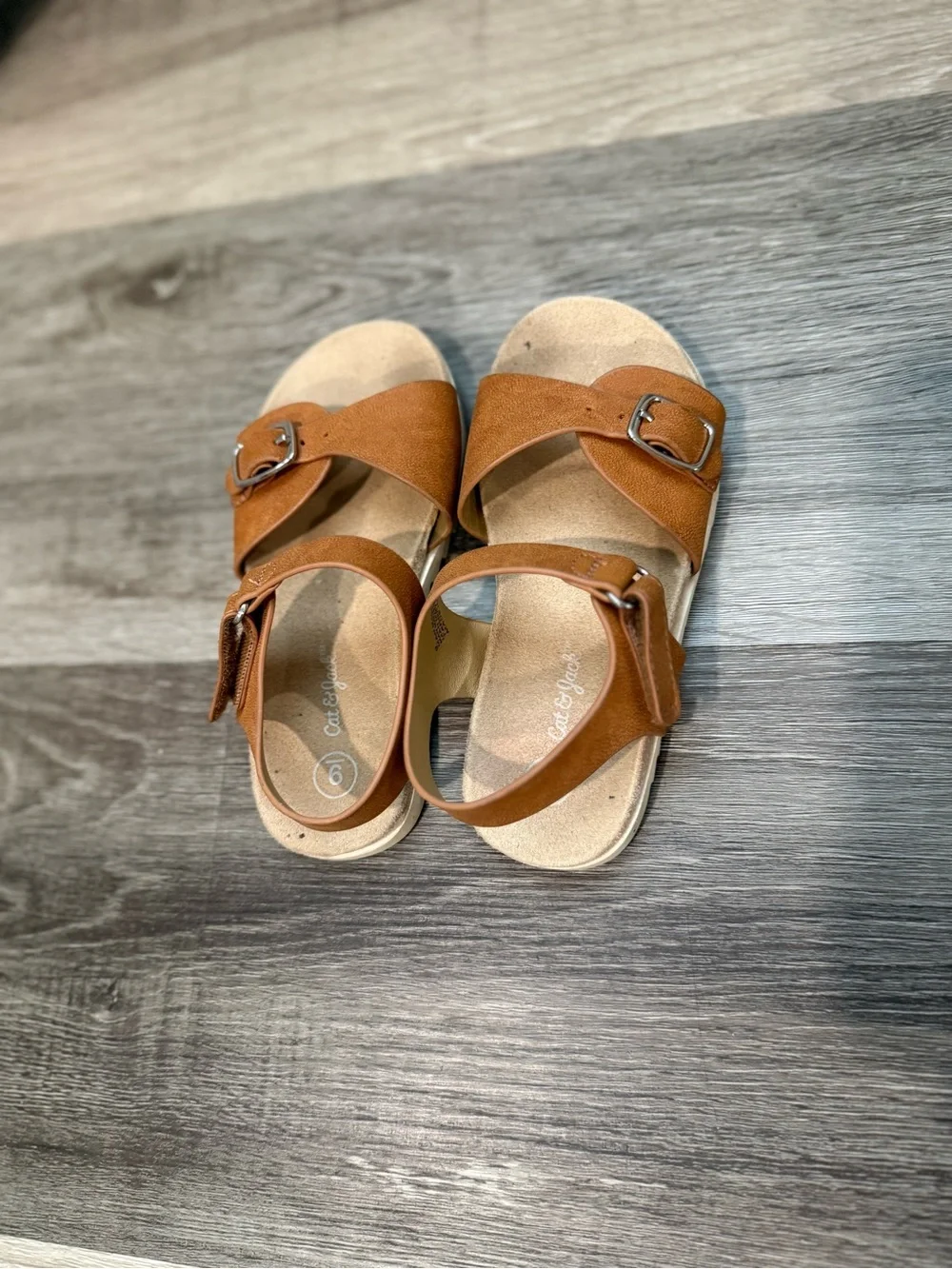 Cat & Jack Kids Tan Buckle Sandals - Comfortable Summer Shoes
